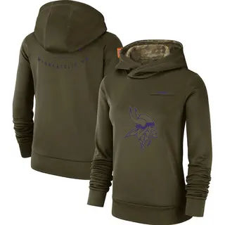 Minnesota Vikings Women's 2018 Salute to Service Team Logo Performance Pullover Hoodie - Olive