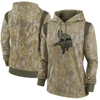 Minnesota Vikings Women's 2021 Salute to Service Therma Performance Pullover Hoodie - Olive