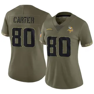 Minnesota Vikings Women's Cris Carter Limited 2022 Salute To Service Jersey - Olive