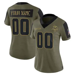 Minnesota Vikings Women's Custom Limited 2021 Salute To Service Jersey - Olive