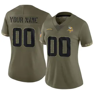 Minnesota Vikings Women's Custom Limited 2022 Salute To Service Jersey - Olive