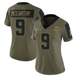 Minnesota Vikings Women's J.J. McCarthy Limited 2021 Salute To Service Jersey - Olive