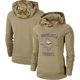 Minnesota Vikings Women's Khaki 2019 Salute to Service Therma Pullover Hoodie