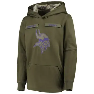 Minnesota Vikings Youth 2018 Salute to Service Pullover Performance Hoodie - Green