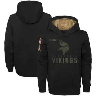 Minnesota Vikings Youth 2020 Salute to Service Pullover Performance Hoodie - Black