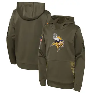 Minnesota Vikings Youth 2022 Salute to Service Performance Pullover Hoodie - Olive