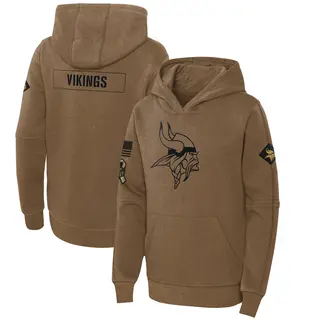 Minnesota Vikings Youth 2023 Salute to Service Club Fleece Pullover Hoodie - Brown