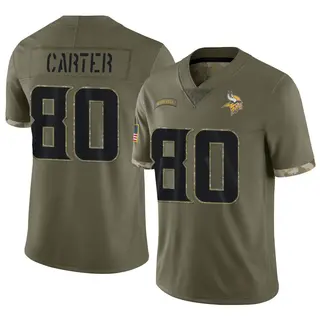 Minnesota Vikings Youth Cris Carter Limited 2022 Salute To Service Jersey - Olive
