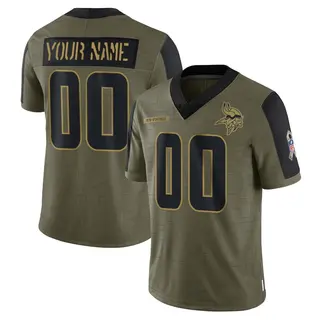 Minnesota Vikings Youth Custom Limited 2021 Salute To Service Jersey - Olive