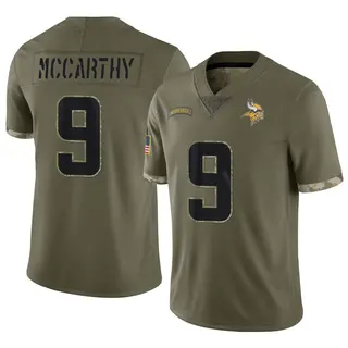 Minnesota Vikings Youth J.J. McCarthy Limited 2022 Salute To Service Jersey - Olive